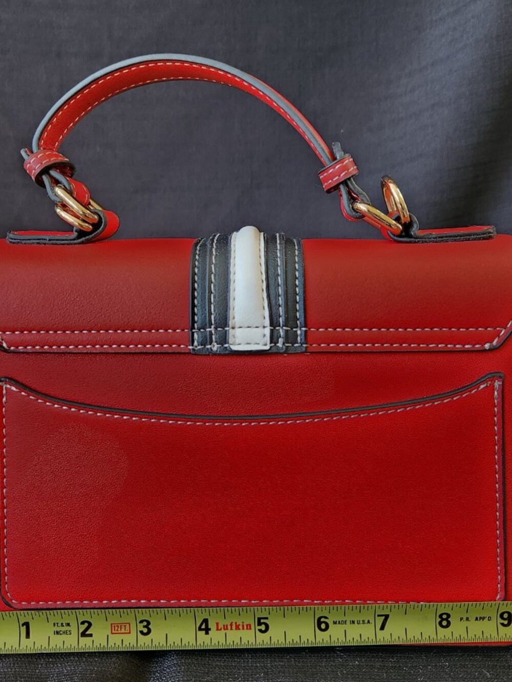 Scarleton Women's Satchel Handbag Red White Black Flap Crossbody Bag Adj Strap - Picture 12 of 16